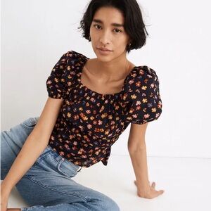 Madewell Smocked-Waist Crop Top in Aloha Floral XXL